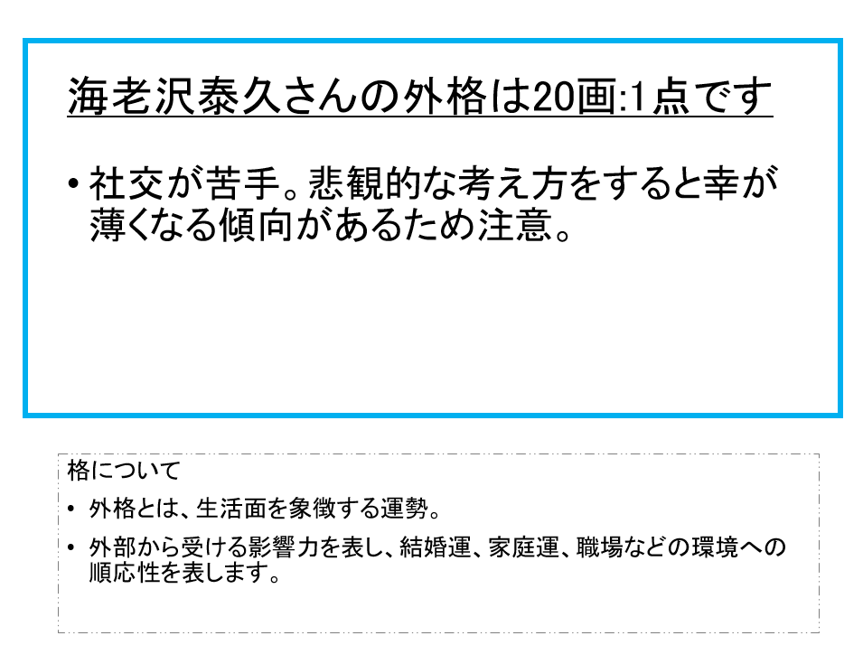 海老沢泰久さん：姓名占い（外格）