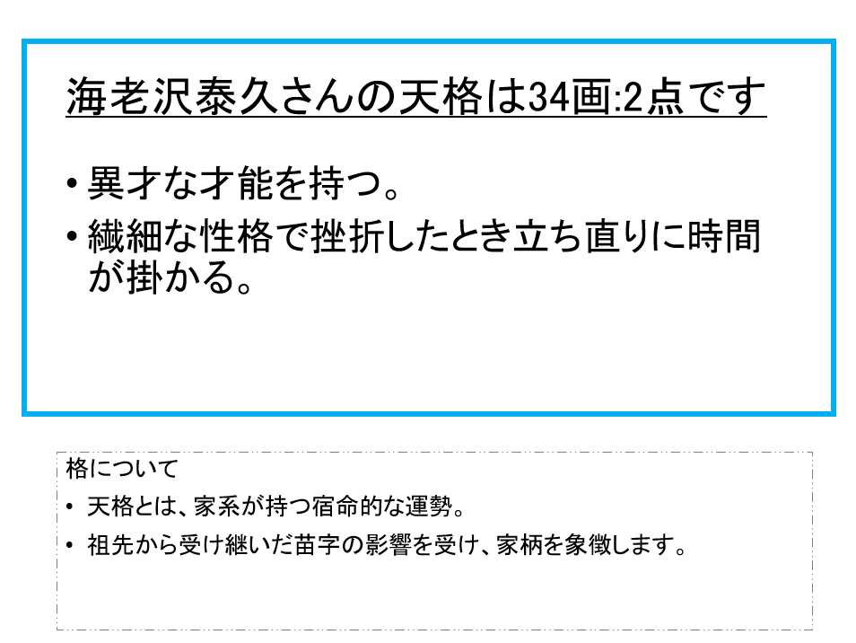 海老沢泰久さん：姓名占い（天格）