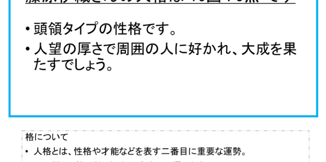 藤原伊織さん：姓名占い（人格）